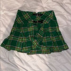 green plaid schoolgirl skirt